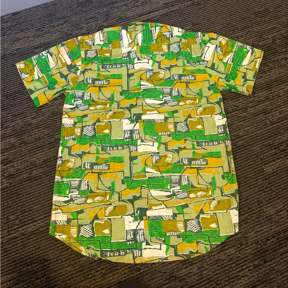 Tommy Hilfiger Green Yellow Abstract Button Up Shirt Men’s Medium - Picture 4 of 7